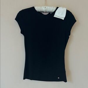 Ted Baker black t shirt with white bow on one shoulder